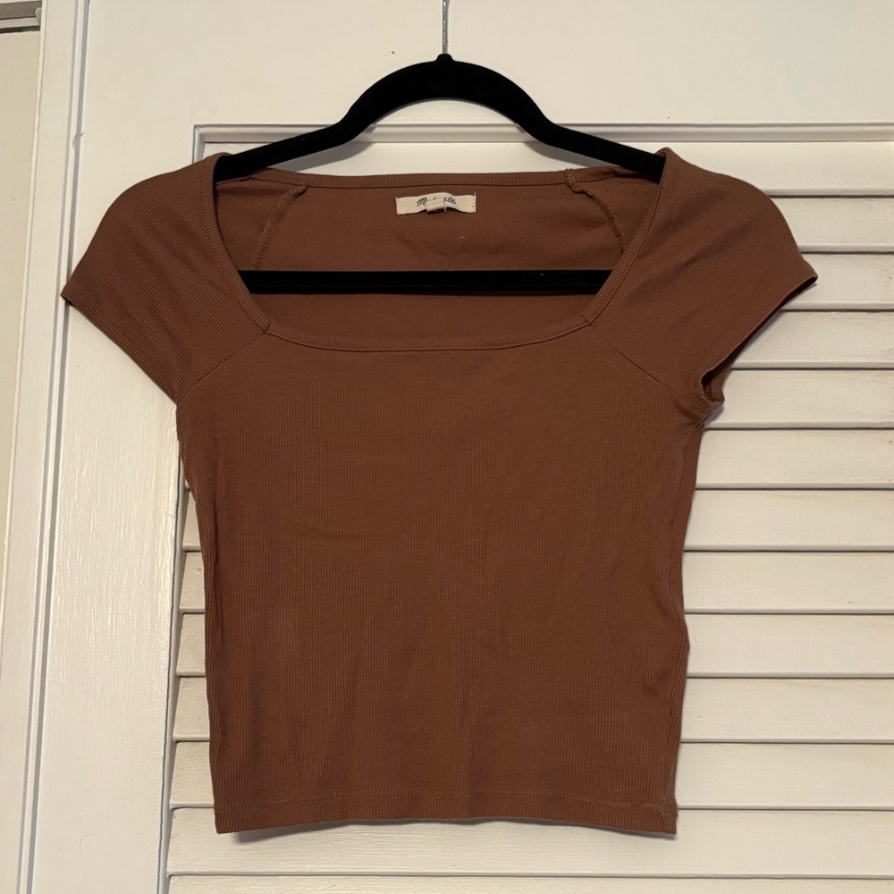 Madewell Brown Ribbed Crop Top